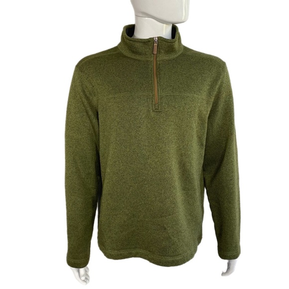 G.H.Bass & Co Men’s Army Green Zipped Collar  Pullover - Picture 1 of 7